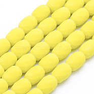 Glass Beads Strands, Frosted, Faceted, Column, Yellow, 12x10mm, Hole: 1mm, about 50pcs/strand, 24.4 inch(62cm)(GLAA-P036-01-C039)