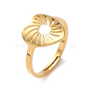 304 Stainless Steel Hollow Adjustable Rings, Golden, Heart, US Size 6 1/4(16.7mm), Wide: 2~12.5mm(RJEW-P091-01D-G)