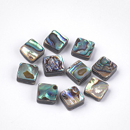 Abalone Shell/Paua Shell Beads, Rhombus, Green, 10.5x10.5x3.5~4mm, Hole: 1mm(SSHEL-T008-02)