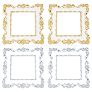 AHANDMAKER 4Sets 2 Colors Plastic Switch Decorated Frame, with Foam Double Sided Adhesive Tapes, Square with Flower Pattern, Mixed Color, 154x154x37mm, 2sets/color(DIY-GA0002-36)