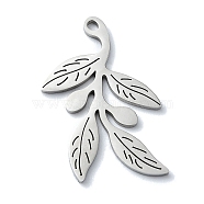 304 Stainless Steel Pendants, Laser Cut, Leafy Branch Charms, Stainless Steel Color, 23.5x15.5x1mm, Hole: 1.2mm(STAS-C097-40P)
