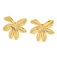 Ion Plating(IP) 304 Stainless Steel Stud Earrings for Women, Leaf, Golden, 17x18mm(EJEW-S227-31G)