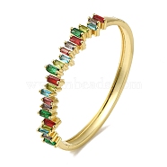 Brass Pave Glass Hinged Bangles for Women, Real 18K Gold Plated, Colorful, Inner Diameter: 2-3/8 inch(5.9cm)(BJEW-B091-03G)