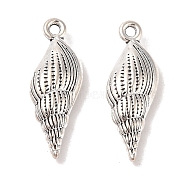 Spiral Shell Tibetan Style Alloy Pendants, Cadmium Free & Lead Free, Antique Silver, 24x8.5x4.5mm, Hole: 1.5mm, about 560pcs/1000g(TIBEP-R344-40AS-LF)