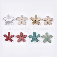 5-Petal Eco-Friendly Cowhide Bead Cap, Flower, Mixed Color, 24~24.5x25~25.5x7~8mm, Hole: 1.6mm(FIND-S301-37)