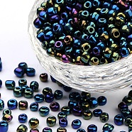 (Repacking Service Available) 6/0 Glass Seed Beads, Iris Round, Colorful, 4mm, Hole: 1mm, about 12g/bag(SEED-C018-4mm-605)