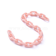 Handmade Opaque Acrylic Cable Chains, Pink, 15x9x3mm, 39.37 inch(1m)/strand(AJEW-JB00664-07)