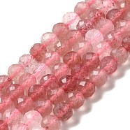 Natural Strawberry Quartz Beads Strands, Faceted, Round, 6~6.5mm, Hole: 0.8mm, about 65pcs/strand, 15.35''(39cm)(G-I341-15)