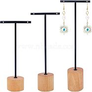 T Bar Iron & Wood Earring Displays Sets, T Bar with Two Holes, Peru, 7x2~3.6x11.7~16.2cm(EDIS-WH0016-02)