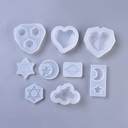 Silicone Molds, Resin Casting Molds, For UV Resin, Epoxy Resin Jewelry Making, Mixed Shapes, White, 9pcs/set(DIY-X0293-30)