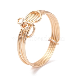 Infinity Love Finger Ring, Brass Wire Wrap Ring for Men Women, Real 18K Gold Plated, US Size 9(18.9mm)(RJEW-JR00415)