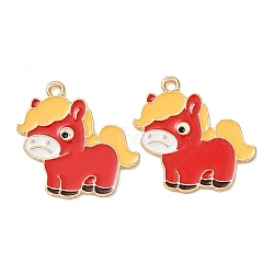 Alloy Enamel Pendants, Animals Charms, Golden, Horse Charms, 24.5x26x1.5mm, Hole: 2mm(AL-CBA5FAE-02G-H)