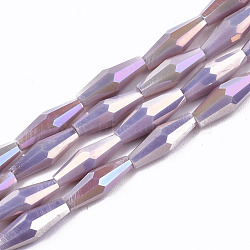 Electroplate Glass Beads Strands, AB Color Plated, Faceted Bicone, Old Rose, 12x4mm, Hole: 0.8mm, about 59~60pcs/strand, 27.56 inch(70cm)(X-EGLA-S194-03A-A02)