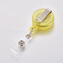 Transparent Plastic Retractable Badge Reel, Card Holders, with Metal Findings, Champagne Yellow, 85mm(AJEW-WH0102-01)