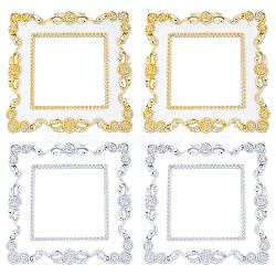 AHANDMAKER 4Sets 2 Colors Plastic Switch Decorated Frame, with Foam Double Sided Adhesive Tapes, Square with Flower Pattern, Mixed Color, 154x154x37mm, 2sets/color(DIY-GA0002-36)