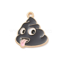 Alloy Enamel Pendants, Cadmium Free & Lead Free, Light Gold, Poop Charm, Gray, 21.5x19x1.5mm, Hole: 1.5mm(ENAM-A008-26KCG)