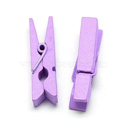 Dyed Wooden Craft Pegs Clips, Medium Purple, 35x7x10mm(WOOD-R249-013E)
