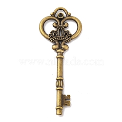 Tibetan Style Alloy Pendants, Crown Skeleton Key, Big Pendants, Antique Bronze, 82x32mm(PALLOY-N0118-177)