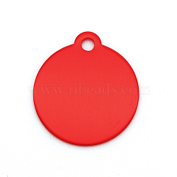 Colored Aluminum Pendants, Laser Cut, Double Sided Dog Pet Name Phone Number ID Tag Charm, Flat Round, Red, 36x31.5x1mm, Hole: 3mm(ALUM-S018-JA635-10)