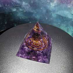 Orgonite Pyramid Resin Energy Generators, Reiki Natural Lapis Lazuli Chips & Cooper Wires Inside for Home Office Desk Decoration, 50x50x50mm(PW-WGF220D-01)