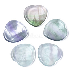 Natural Fluorite Thumb Worry Stone, Pocket Palm Stones, for Healing Reiki Stress Relief, Heart Shape, 39~40x39~40x5~6mm(G-N0325-01-03)