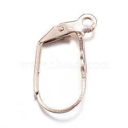 Ion Plating(IP) 304 Stainless Steel Leverback Earring Findings, with Loop, Rose Gold, 19x11x4.5mm, Hole: 2mm, Pin: 0.8x0.8mm(X-STAS-D167-57RG)