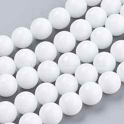 Opaque Glass Beads Strands, Imitation White Agate, Round, White, 10mm in diameter, Hole: 1mm(G-G027-R1-10mm)
