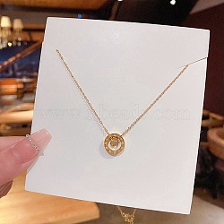 Stainless Steel Cable Chain Necklaces, Rhinestone Pendant Necklaces, Roman Numerals, Ring, 8.27~19.69 inch(21~50cm)(FS-WG30730-36)