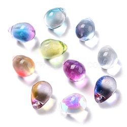 Electroplate Glass Charms, Teardrop, Mixed Color, 14x10mm, Hole: 1.2mm(X-GLAA-P049-C)