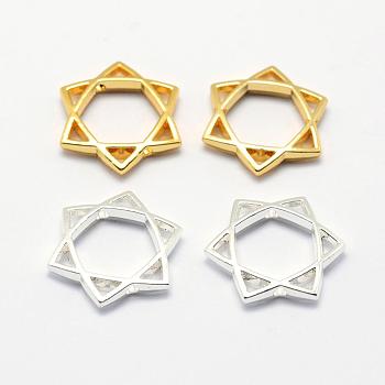 Long-Lasting Plated Alloy Bead Frame, for Jewish, Star of David, Mixed Color, 16.5x16.5x3mm, Hole: 1mm