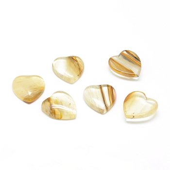 Dyed Tigerskin Glass Cabochons, Heart, 15x18x6mm