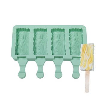 Food Grade DIY Rectangle Ice-cream Silicone Molds, Ice Pop Molds, for Making Ice Cream, 4 Cavities, Aquamarine, 129x180x23mm, Inner Diameter: 69x33mm
