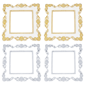 AHANDMAKER 4Sets 2 Colors Plastic Switch Decorated Frame, with Foam Double Sided Adhesive Tapes, Square with Flower Pattern, Mixed Color, 154x154x37mm, 2sets/color