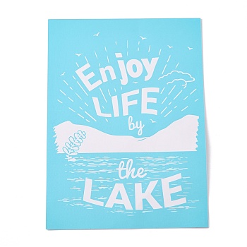 Olycraft Self-Adhesive Silk Screen Printing Stencil, for Painting on Wood, DIY Decoration T-Shirt Fabric, Turquoise, Word Enjoy LIFE by the LAKE, 19.5x14cm, 1pc/set