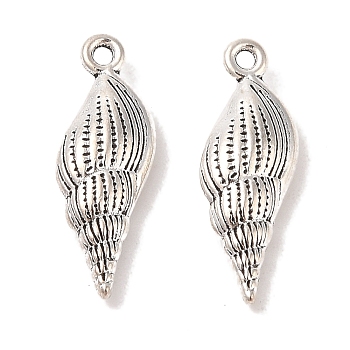 Spiral Shell Tibetan Style Alloy Pendants, Cadmium Free & Lead Free, Antique Silver, 24x8.5x4.5mm, Hole: 1.5mm, about 560pcs/1000g