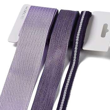 9 Yards 3 Styles Polyester Ribbon, for DIY Handmade Craft, Hair Bowknots and Gift Decoration, Purple Color Palette, Lilac, 3/8~1-5/8 inch(10~40mm) about 3 yards/style