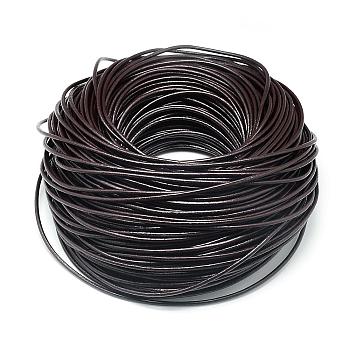 Round Cowhide Leather Cord, Leather Rope String for Bracelets Necklaces, Coconut Brown, 1.5mm, about 100yard/bundle