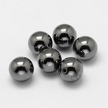 Non-magnetic Synthetic Hematite Beads, Half Drilled, Round, 6mm, Hole: 1mm