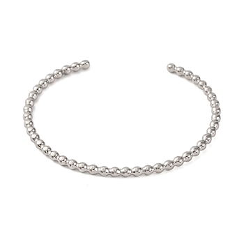 304 Stainless Steel Cuff Bangles for Women, Round , Stainless Steel Color, 1/8 inch(0.3cm), Inner Diameter: 2-3/8 inch(6.05cm)