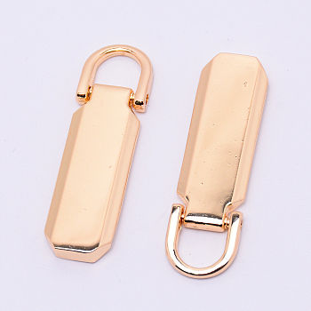 Zinc Alloy Replacement pull-tab Accessories, for Luggage Suitcase Backpack Jacket Bags Coat, Light Gold, 41x12x4mm, Hole: 7x8mm