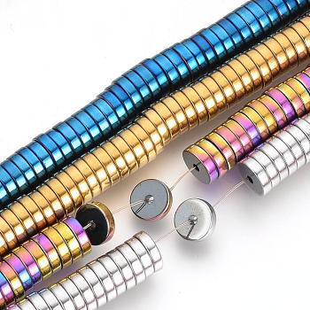 Electroplate Non-magnetic Synthetic Hematite Beads Spacers Strands, Heishi Beads, Flat Round/Disc, Mixed Color, 8x2mm, Hole: 1.5mm, about 179~180pcs/strand, 15.7 inch