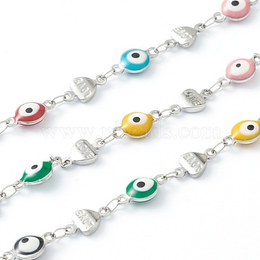 Mixed Color Stainless Steel+Enamel Link Chains Chain