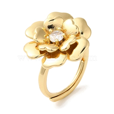 Clear Flower Brass+Cubic Zirconia Finger Rings