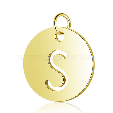 Golden Flat Round 304 Stainless Steel Charms