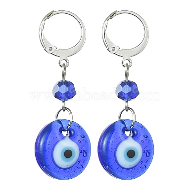 Royal Blue Evil Eye Glass Earrings