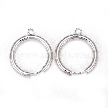 201 Stainless Steel Huggie Hoop Earring Findings(STAS-P283-01K-S)-3