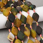 Natural Banded Agate Beads Strands, Dyed & Heated, Rhombus, Goldenrod, 15~18x11.5~13x5~6.5mm, Hole: 1.5mm, about 16pcs/strand, 14.17''(36cm)(G-B177-C03-01)
