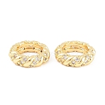 Brass Micro Pave Clear Cubic Zirconia Beads, Long-Lasting Plated, Rack Plating, Lead Free & Cadmium Free, Twisted, Real 18K Gold Plated, 11x3mm, Hole: 7mm(KK-B186-16G)