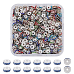 420Pcs 12 Colors Zinc Alloy Rhinestone Spacer Beads, Silver Plated Color, Flat Round, Mixed Color, 6x2.5mm, Hole: 1.5mm, 35pcs/color(FIND-HY0001-83)