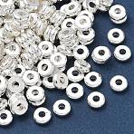 Brass Spacer Beads, Long-Lasting Plated, Cadmium Free & Lead Free, Disc, Heishi Beads, Silver, 5x1.5mm, Hole: 1.8mm(KK-E796-03E-S)